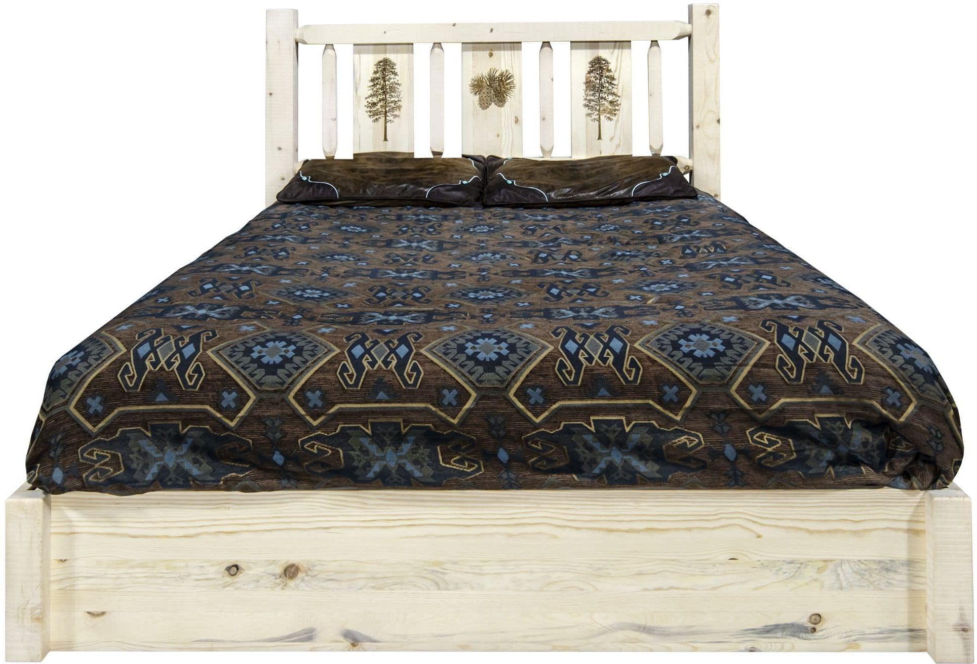 Montana Woodworks Homestead Kollektion Queen Storage Platform Bett mit Lasergravur - Bereit zum Abschluss