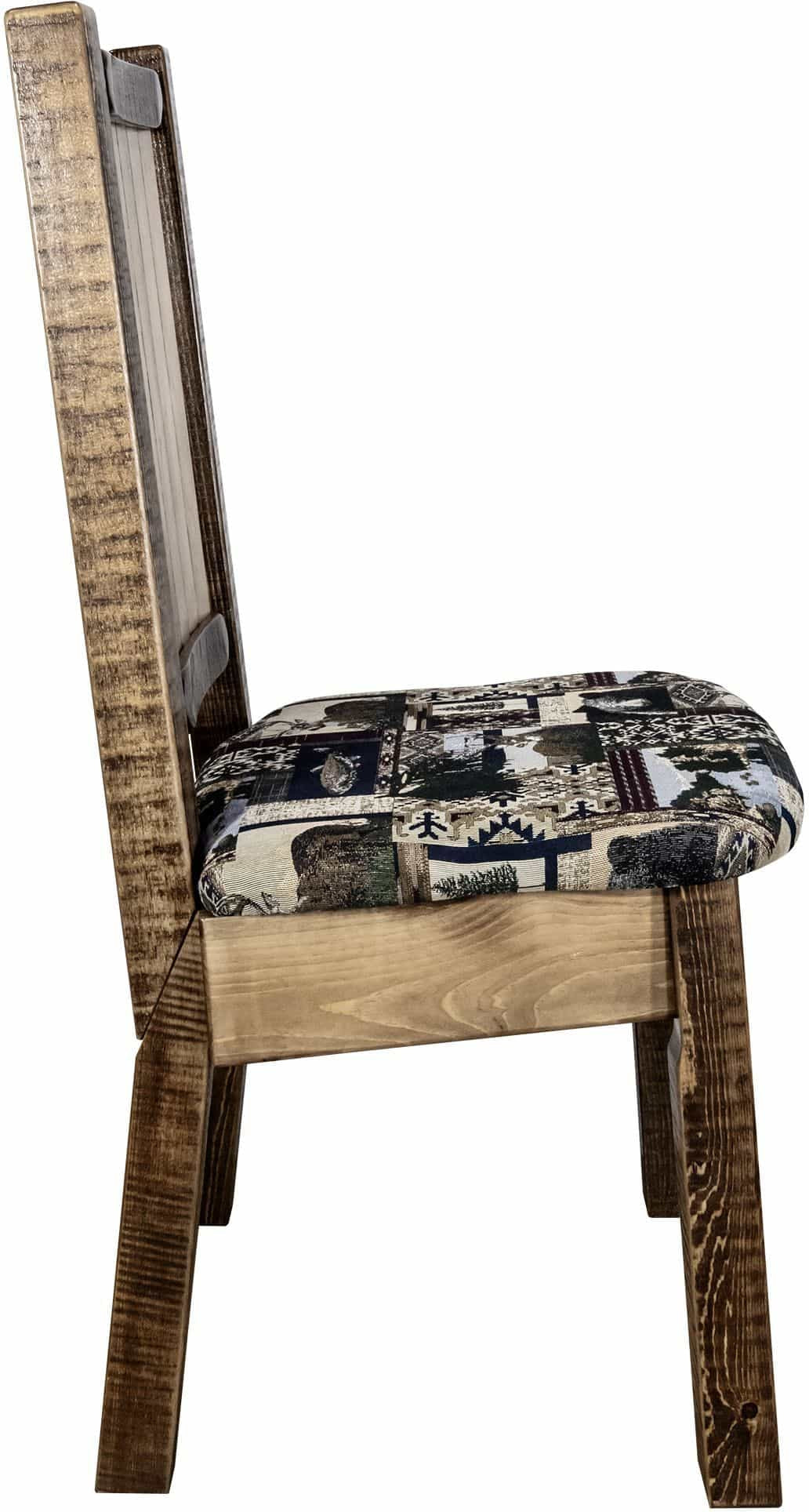 Montana Woodworks Homestead Kollektion Beinstuhl Woodland Polsterung mit Lasergravur Design