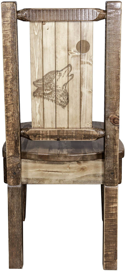Montana Woodworks Homestead Kollektion Beinstuhl Woodland Polsterung mit Lasergravur Design