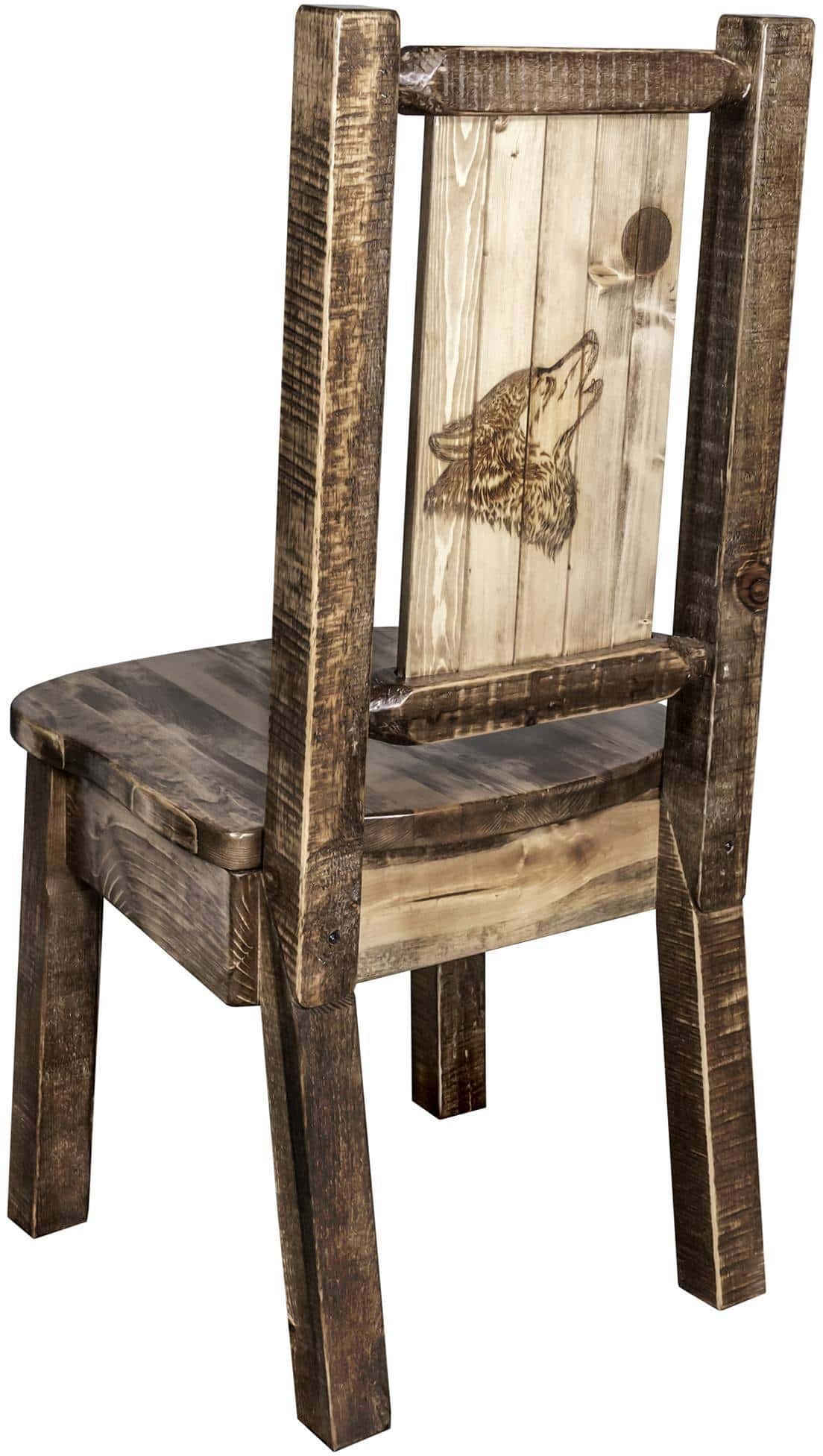 Montana Woodworks Homestead Kollektion Beinstuhl Woodland Polsterung mit Lasergravur Design