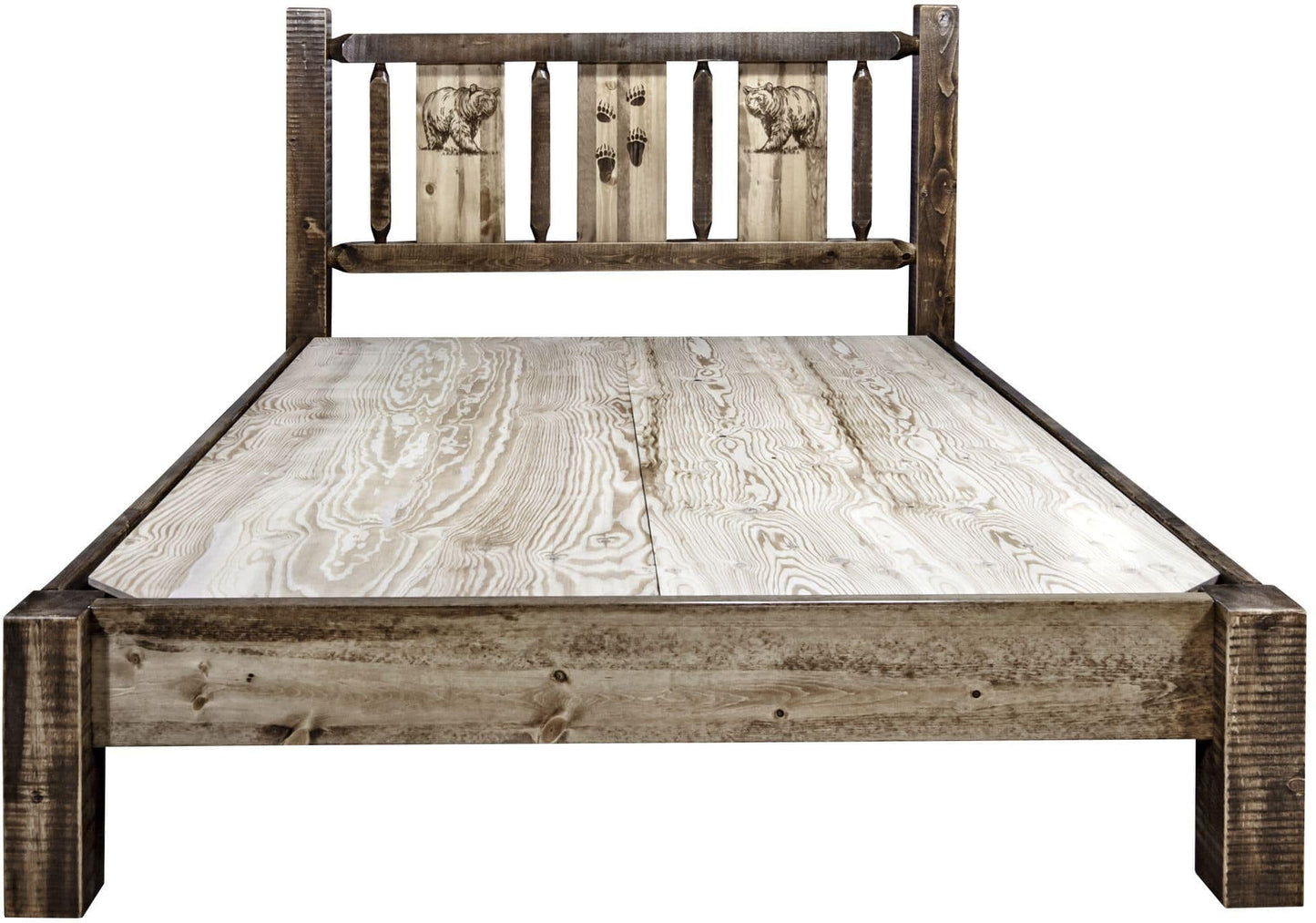 Montana Woodworks Homestead Kollektion Twin Platform Bett mit Lasergravur Design - gefärbt und lacquered