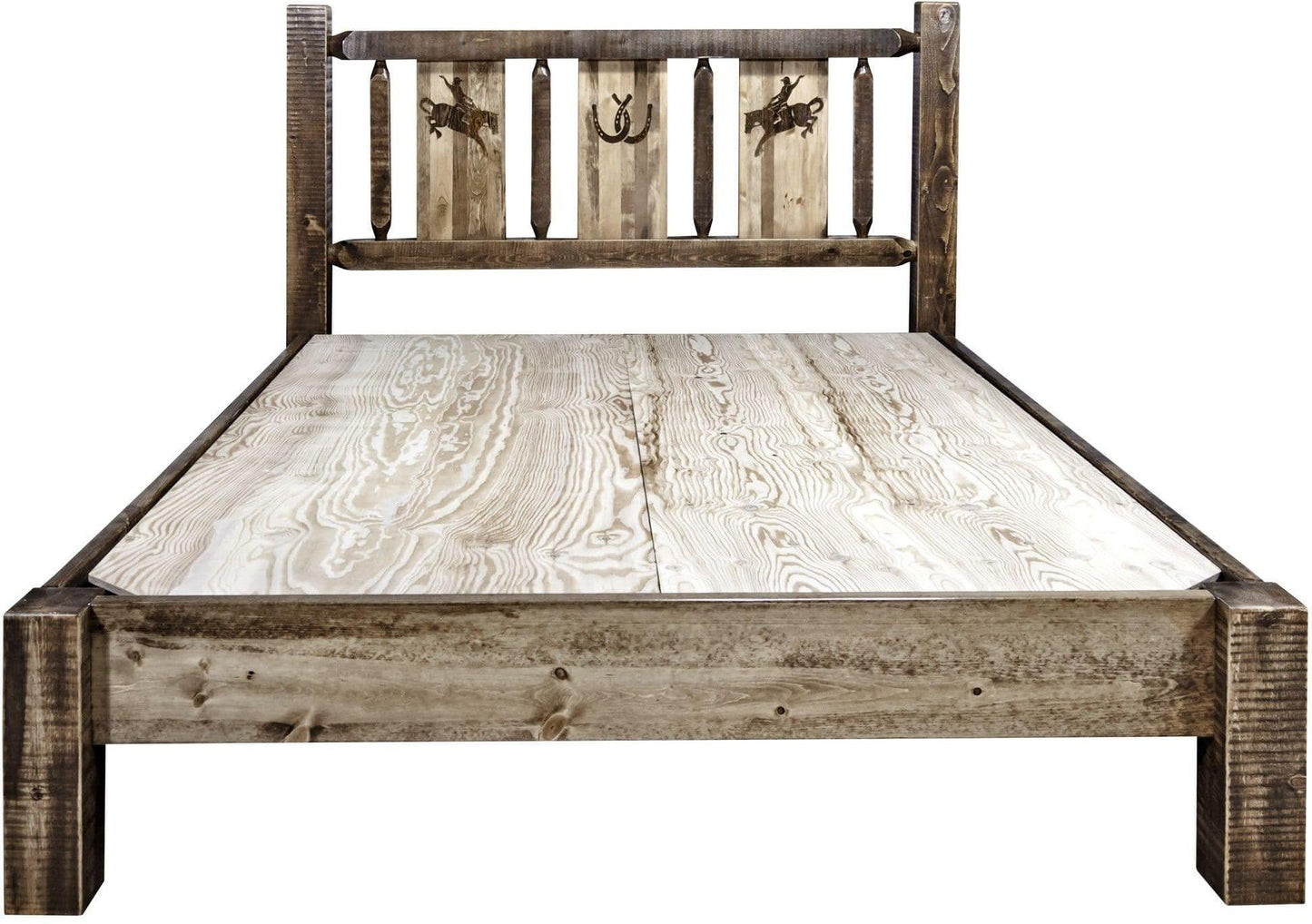 Montana Woodworks Homestead Kollektion Twin Platform Bett mit Lasergravur Design - gefärbt und lacquered