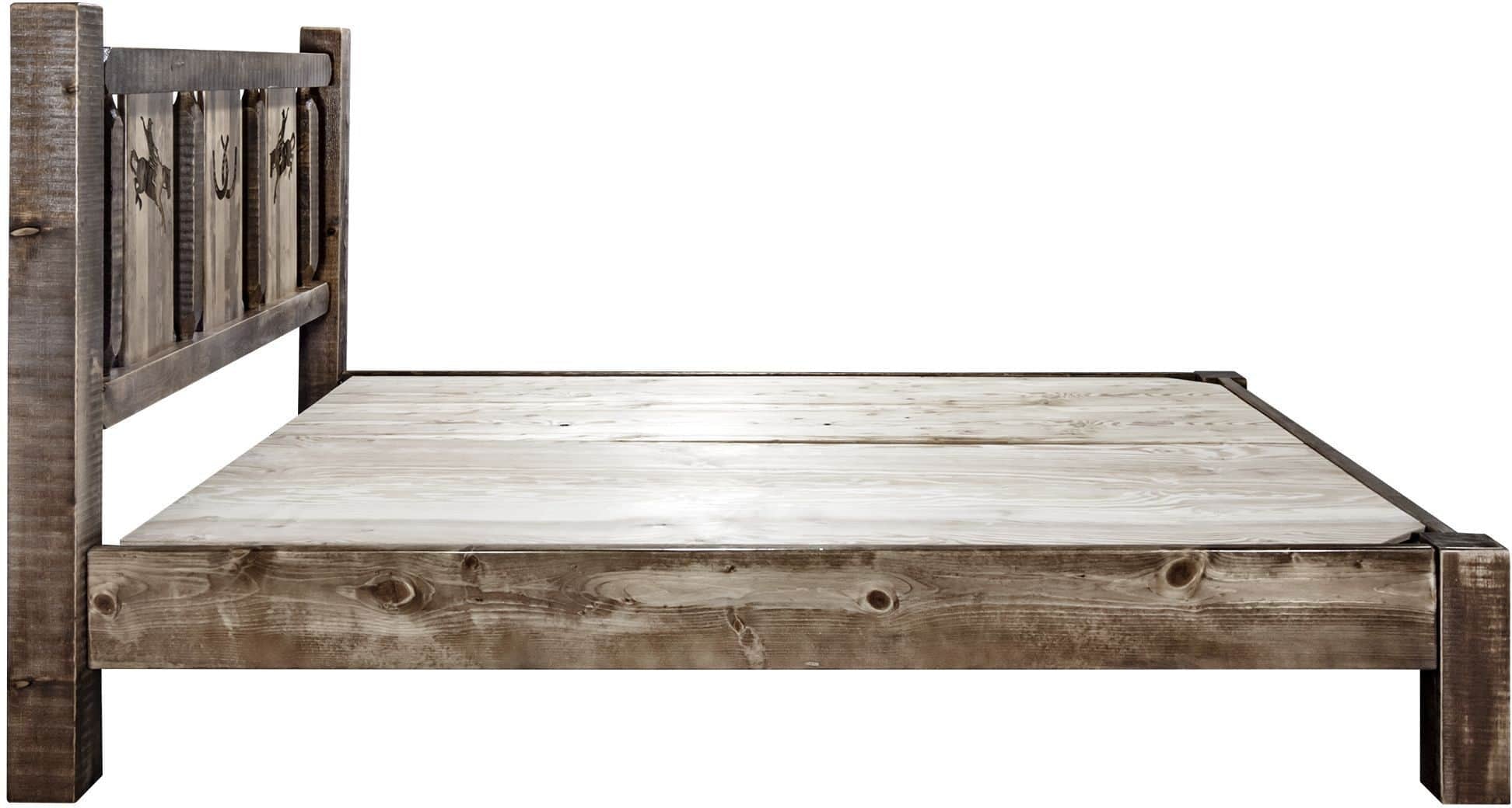 Montana Woodworks Homestead Kollektion Twin Platform Bett mit Lasergravur Design - gefärbt und lacquered