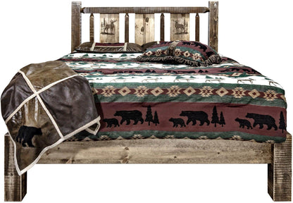 Montana Woodworks Homestead Kollektion Twin Platform Bett mit Lasergravur Design - gefärbt und lacquered