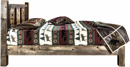 Montana Woodworks Homestead Kollektion Twin Platform Bett mit Lasergravur Design - gefärbt und lacquered