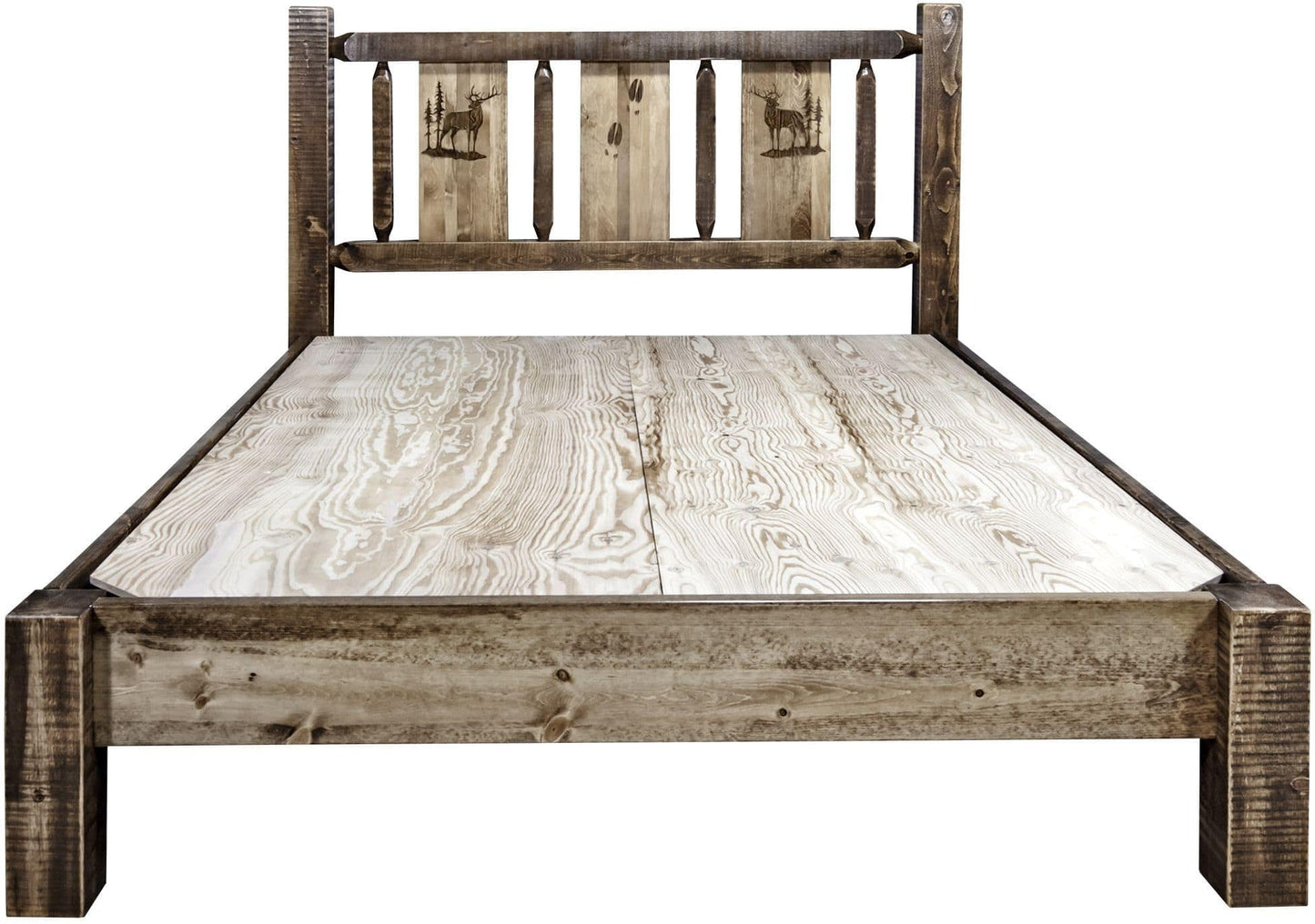 Montana Woodworks Homestead Kollektion Twin Platform Bett mit Lasergravur Design - gefärbt und lacquered