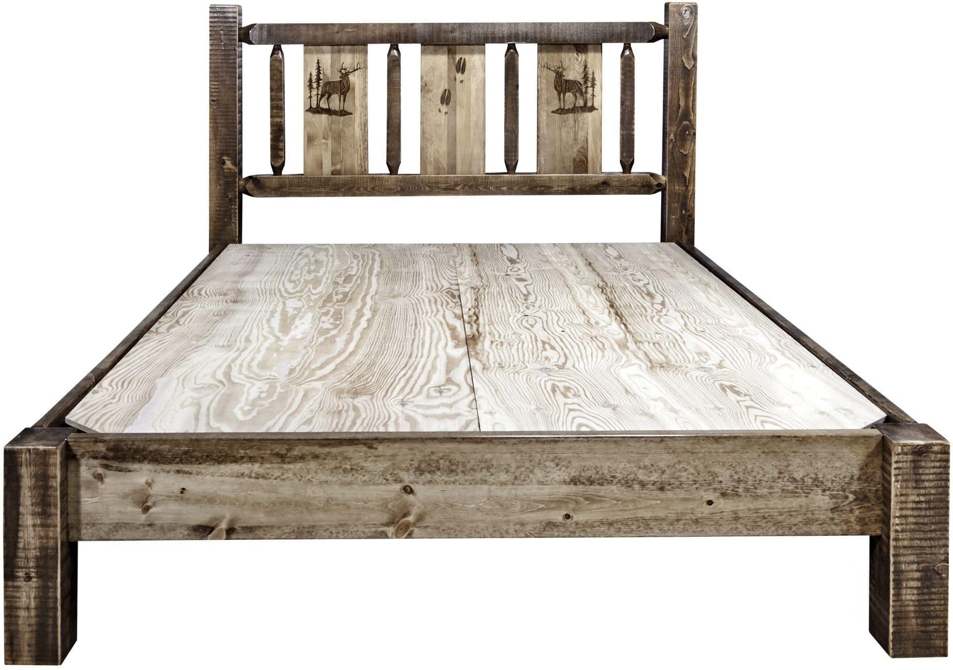 Montana Woodworks Homestead Kollektion Twin Platform Bett mit Lasergravur Design - gefärbt und lacquered