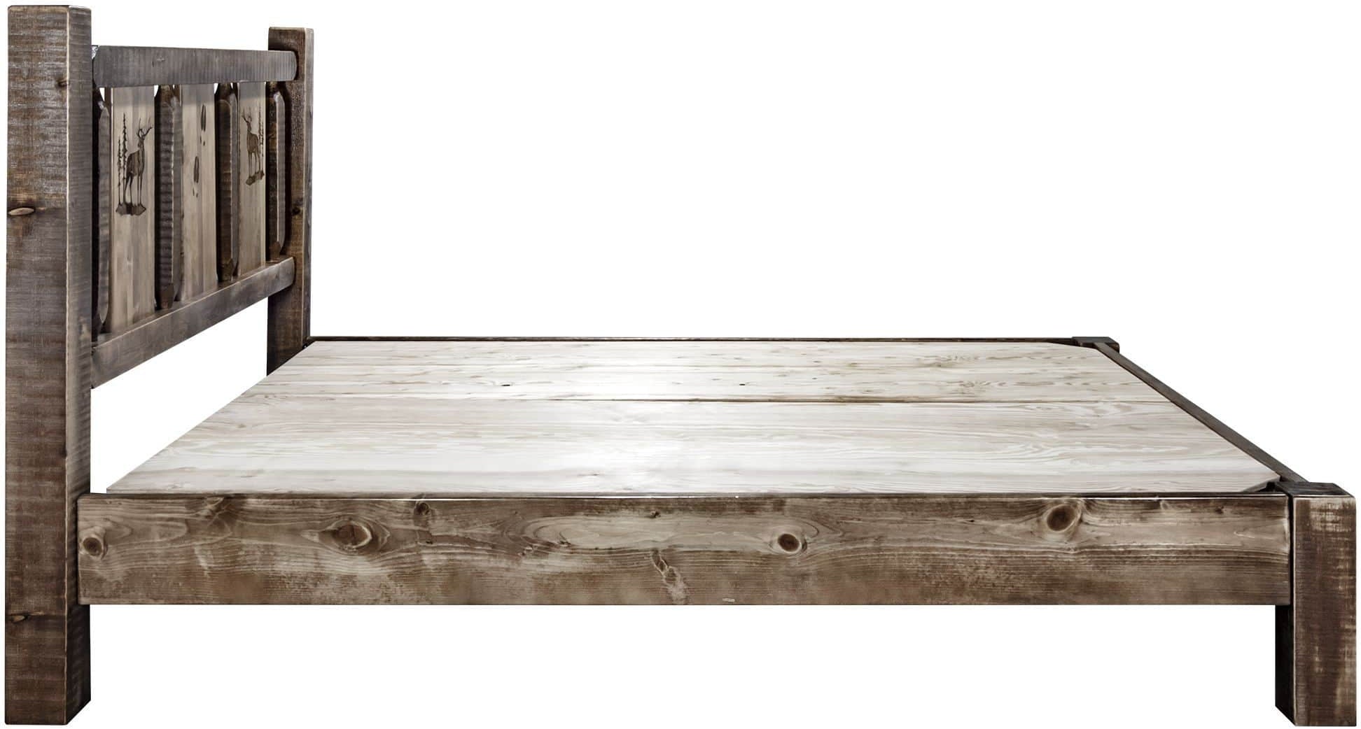 Montana Woodworks Homestead Kollektion Twin Platform Bett mit Lasergravur Design - gefärbt und lacquered