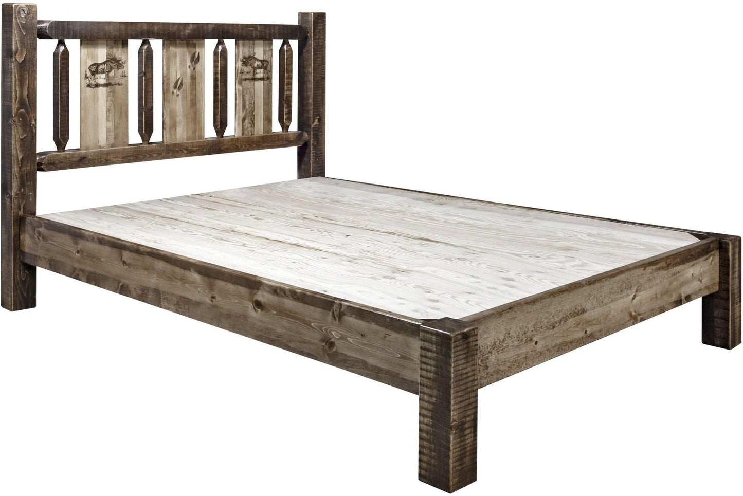 Montana Woodworks Homestead Kollektion Twin Platform Bett mit Lasergravur Design - gefärbt und lacquered