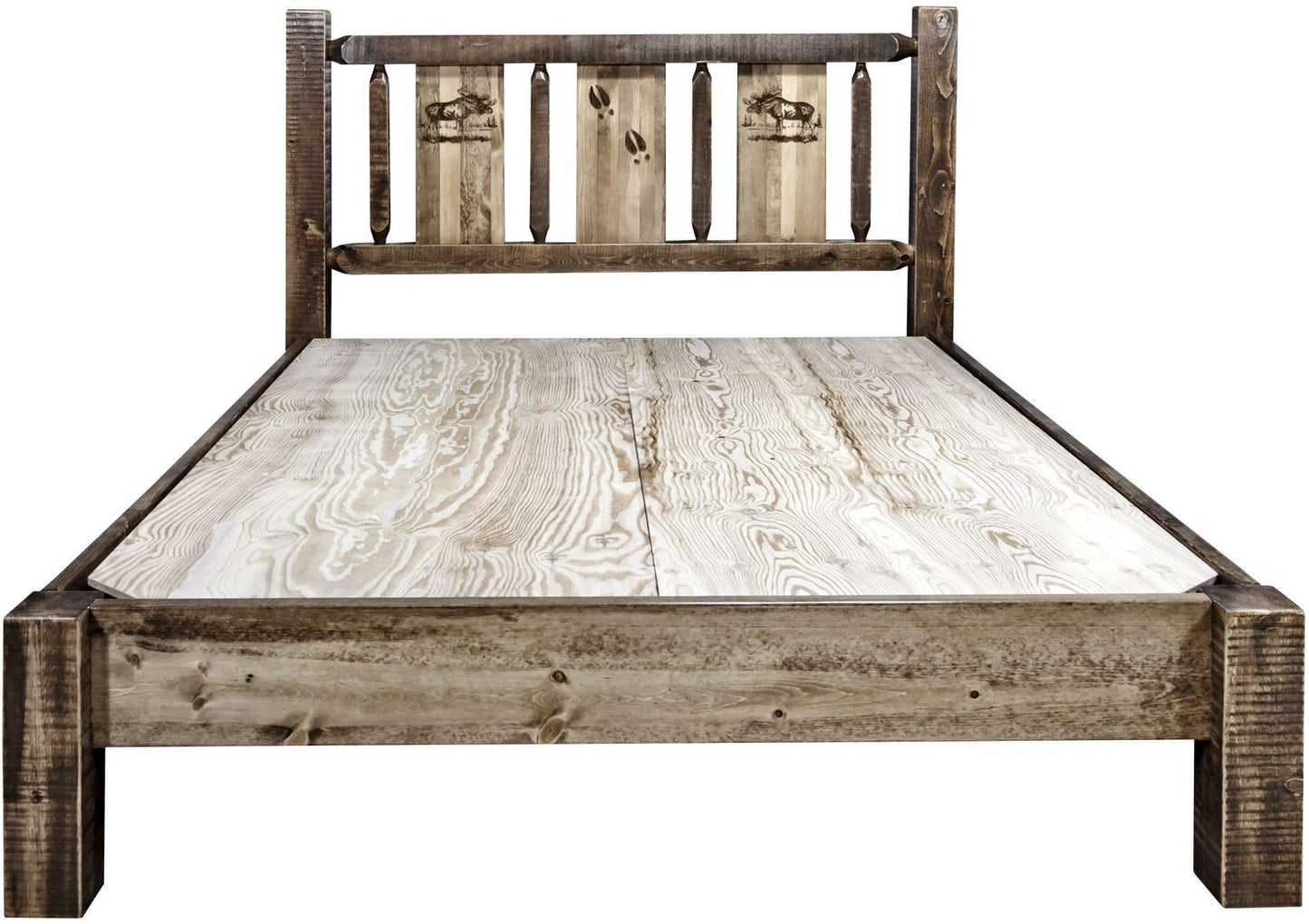 Montana Woodworks Homestead Kollektion Twin Platform Bett mit Lasergravur Design - gefärbt und lacquered