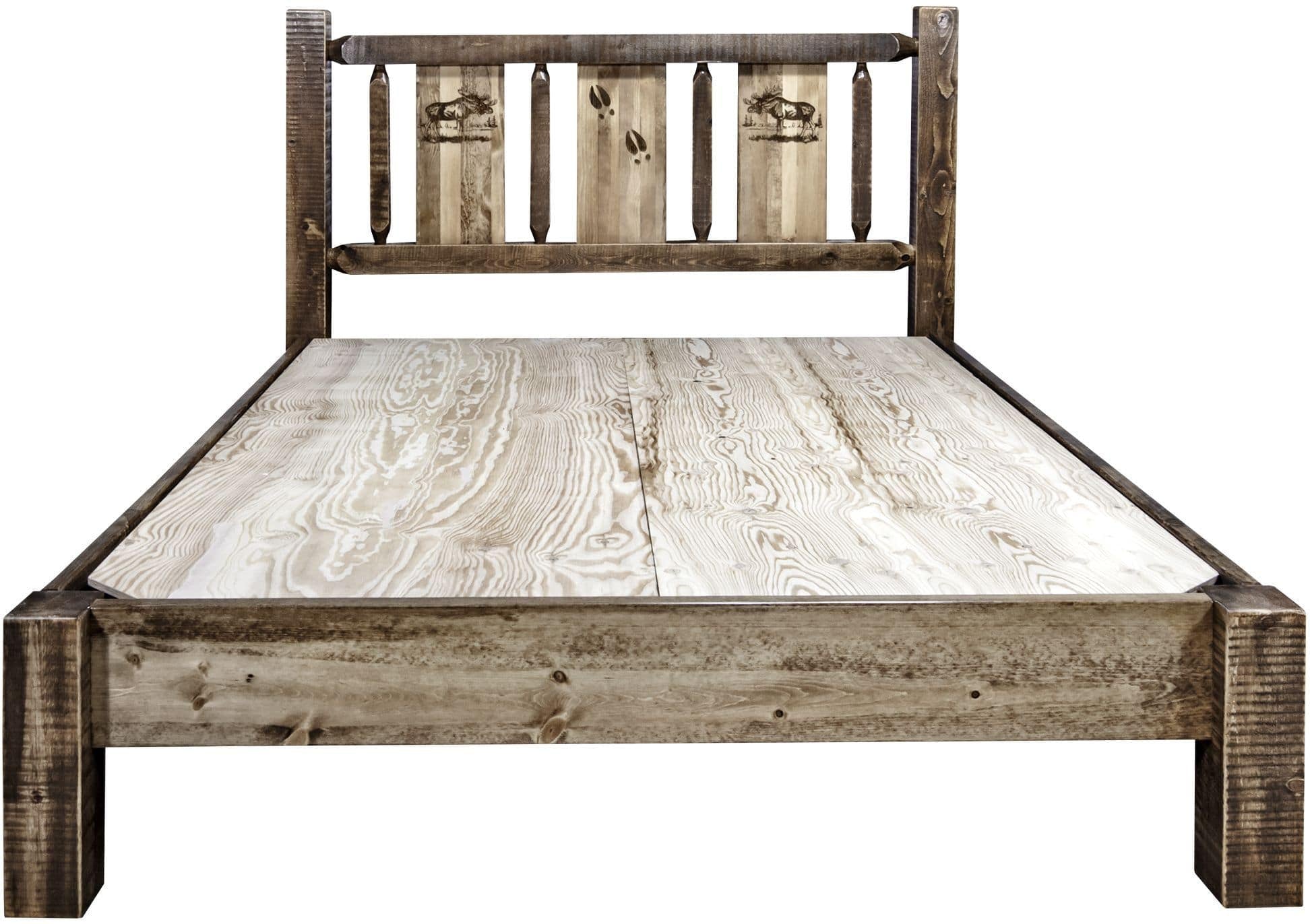 Montana Woodworks Homestead Kollektion Twin Platform Bett mit Lasergravur Design - gefärbt und lacquered