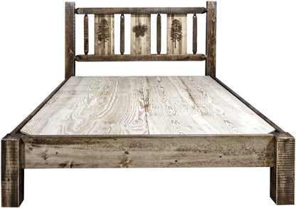 Montana Woodworks Homestead Kollektion Twin Platform Bett mit Lasergravur Design - gefärbt und lacquered