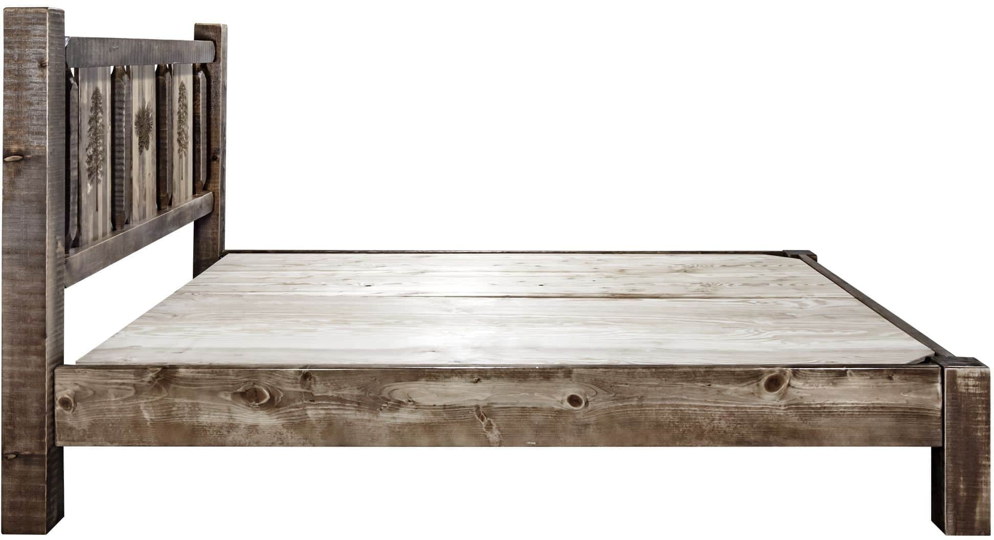 Montana Woodworks Homestead Kollektion Twin Platform Bett mit Lasergravur Design - gefärbt und lacquered