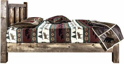 Montana Woodworks Homestead Kollektion Twin Platform Bett mit Lasergravur Design - gefärbt und lacquered