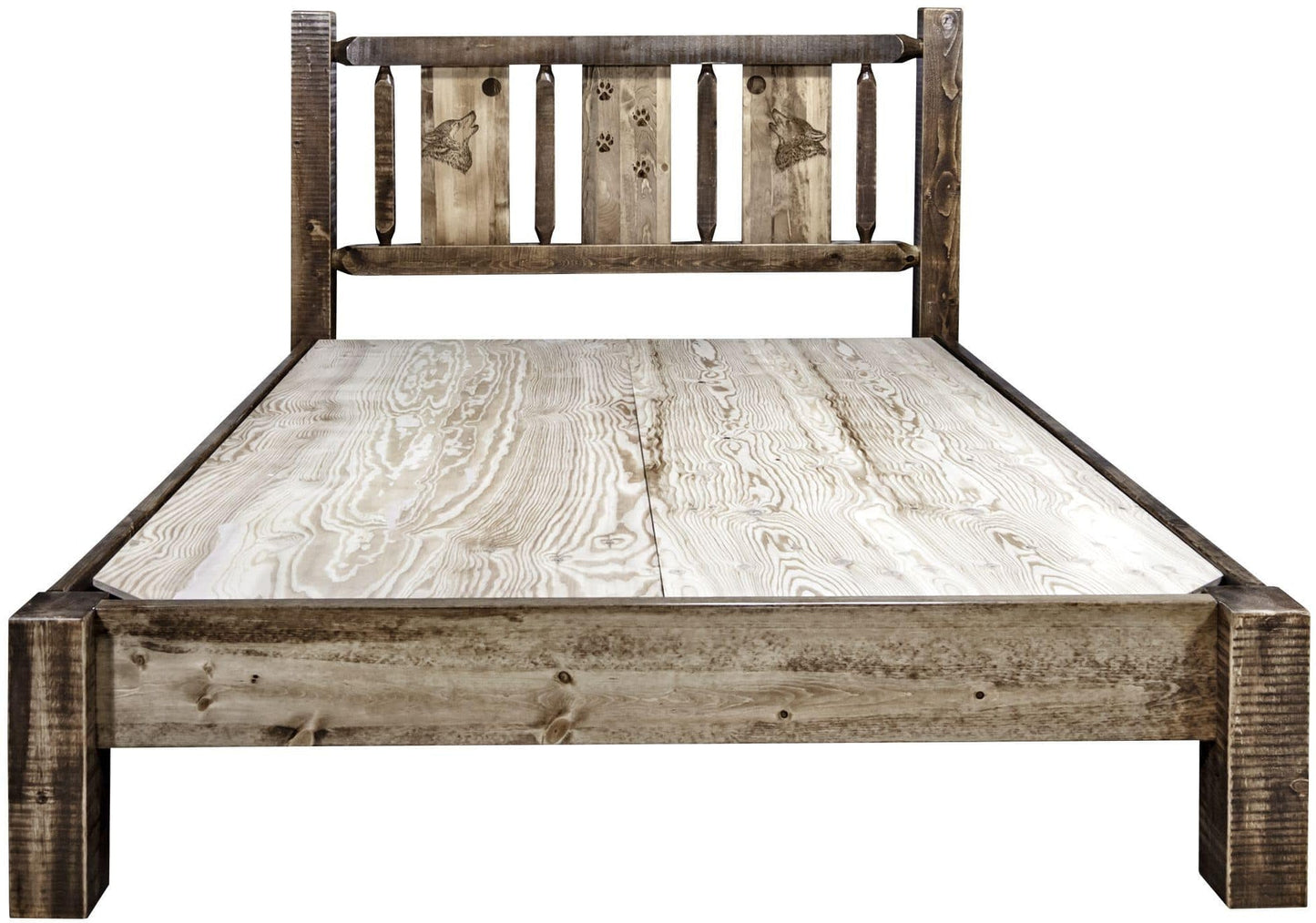 Montana Woodworks Homestead Kollektion Twin Platform Bett mit Lasergravur Design - gefärbt und lacquered