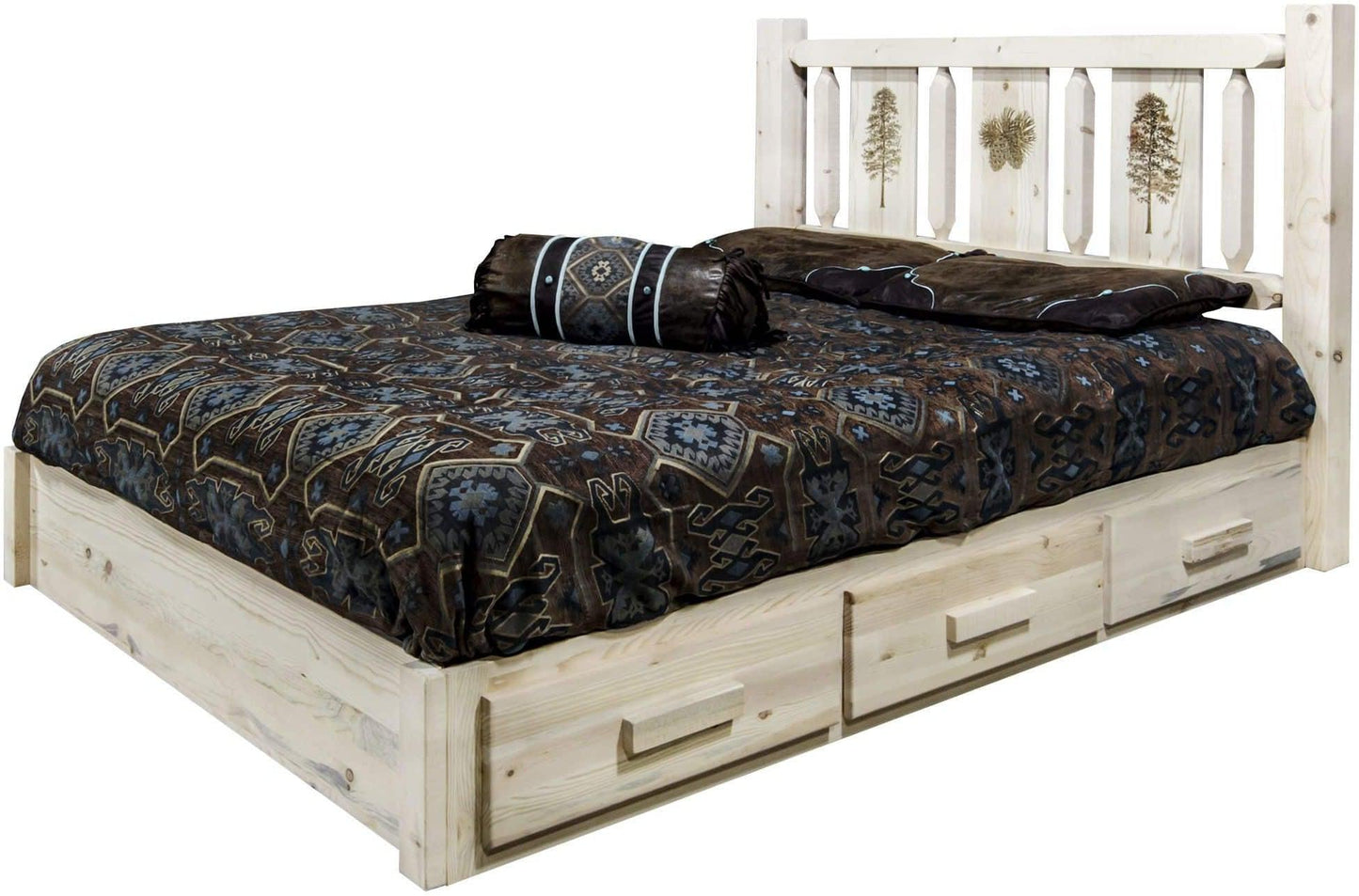 Montana Woodworks Homestead Kollektion Twin Storage Platform Bed - Klare Lacquer Finish