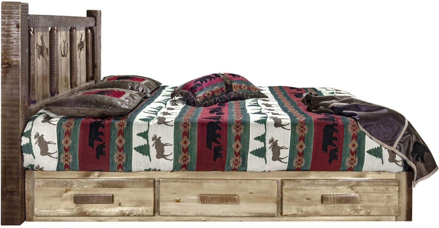 Montana Woodworks Homestead Kollektion Twin Storage Platform Bed - Flecken & Klare Lacquer Finish