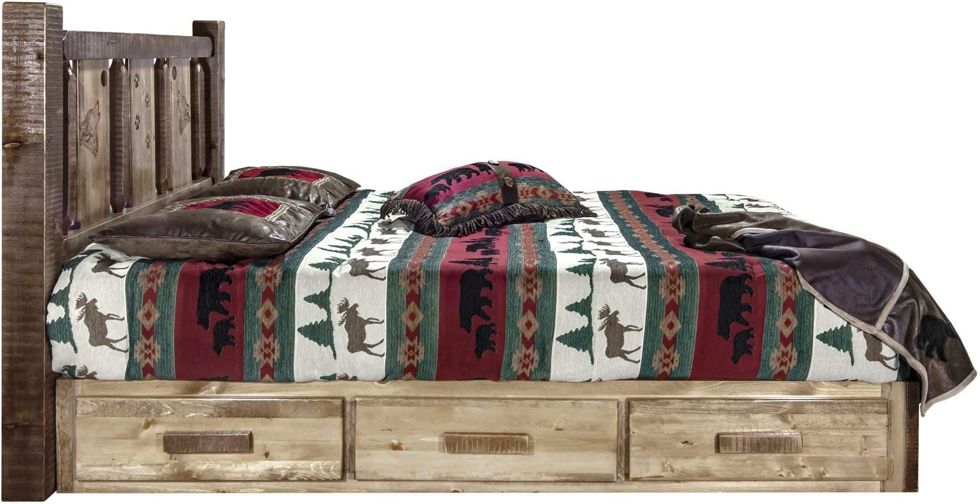 Montana Woodworks Homestead Kollektion Twin Storage Platform Bed - Flecken & Klare Lacquer Finish
