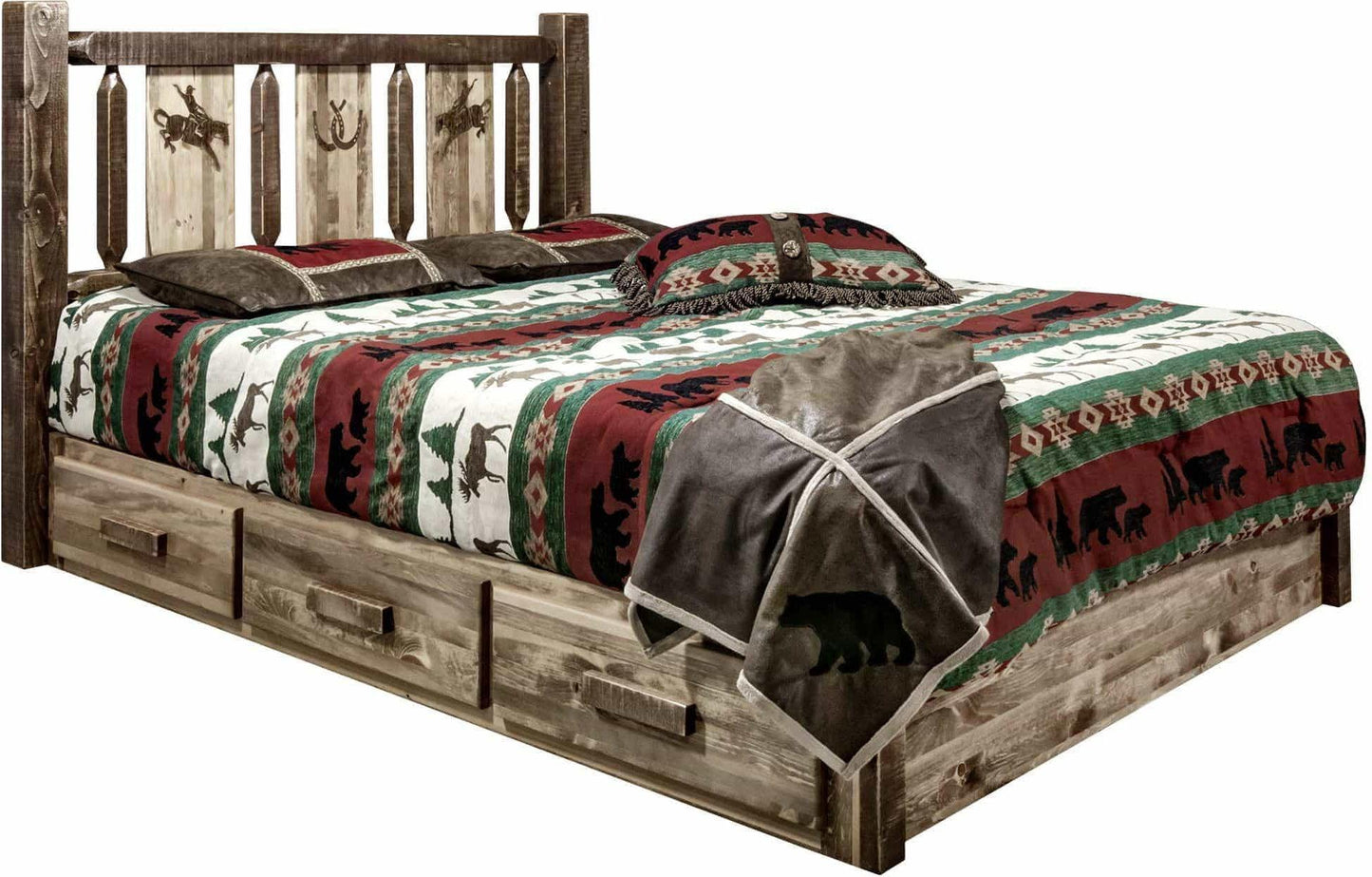Montana Woodworks Homestead Kollektion Twin Storage Platform Bed - Flecken & Klare Lacquer Finish