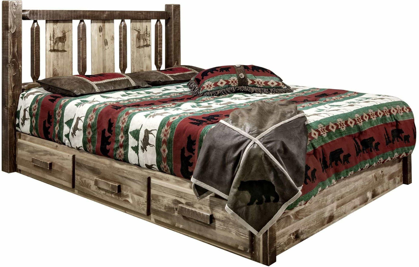 Montana Woodworks Homestead Kollektion Twin Storage Platform Bed - Flecken & Klare Lacquer Finish