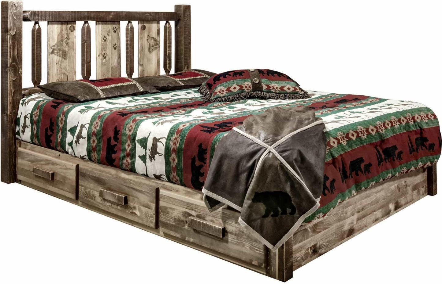 Montana Woodworks Homestead Kollektion Twin Storage Platform Bed - Flecken & Klare Lacquer Finish