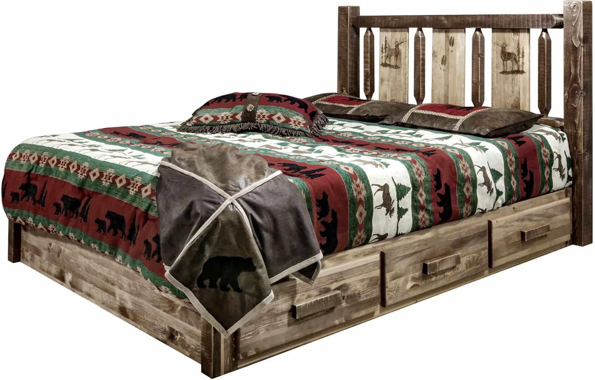 Montana Woodworks Homestead King Lagerplattform Bett, gefärbt