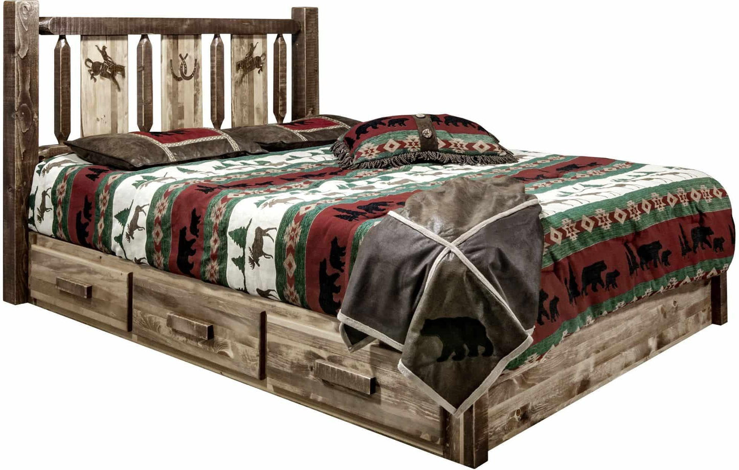 Montana Woodworks Homestead King Lagerplattform Bett, gefärbt