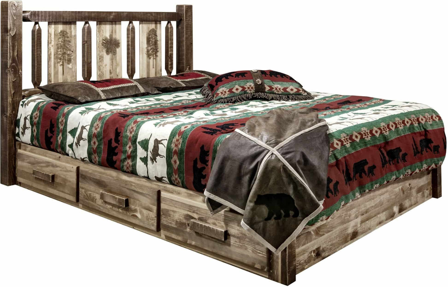 Montana Woodworks Homestead King Lagerplattform Bett, gefärbt