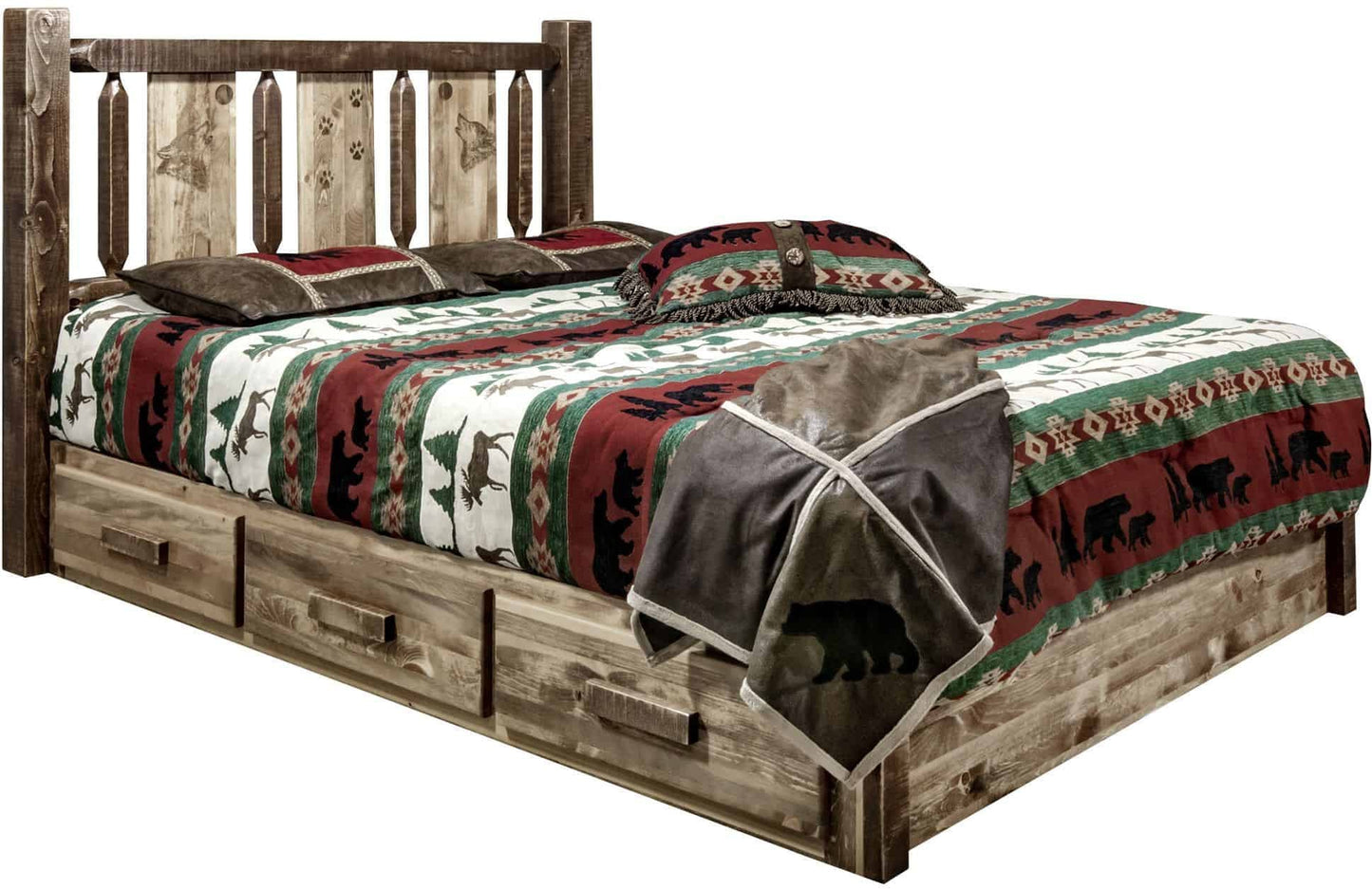 Montana Woodworks Homestead King Lagerplattform Bett, gefärbt