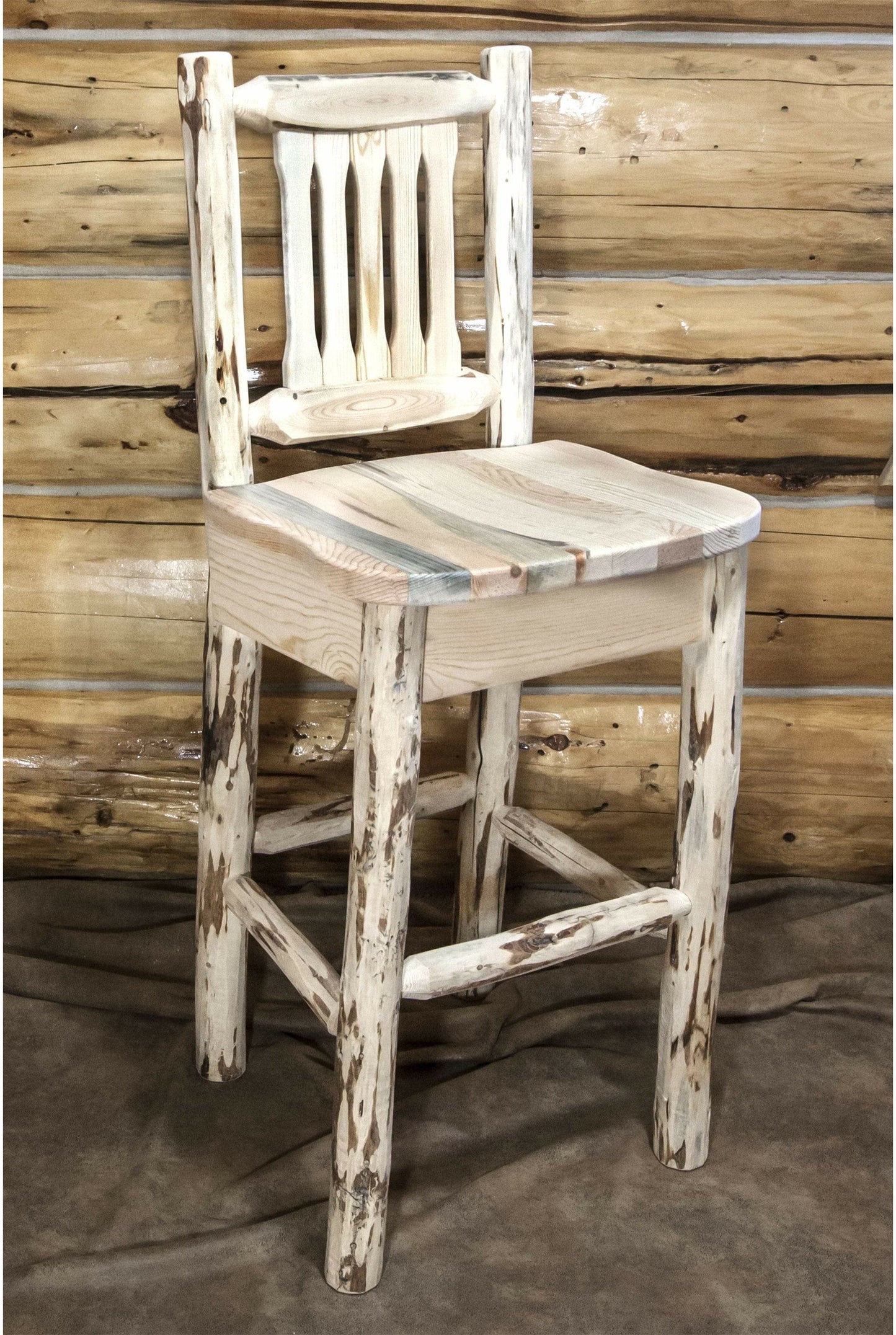 Montana Woodworks Montana Kollektion Barshocker mit Rücken und ergonomischem Holzsitz