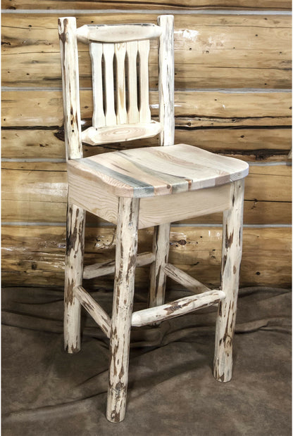 Montana Woodworks Montana Kollektion Barshocker mit Rücken und ergonomischem Holzsitz