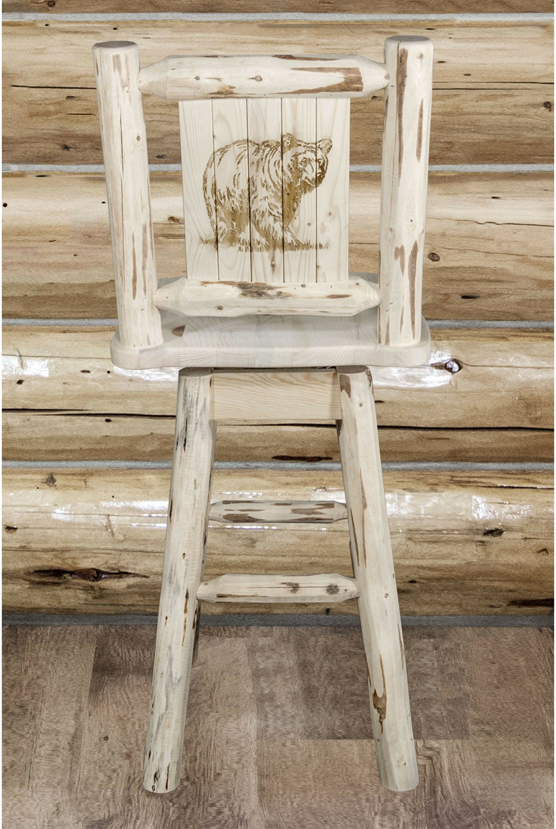 Montana Woodworks Montana Kollektion Barshocker mit Rücken & Schwenken und Laser Gravur - Klare Lacquer Finish