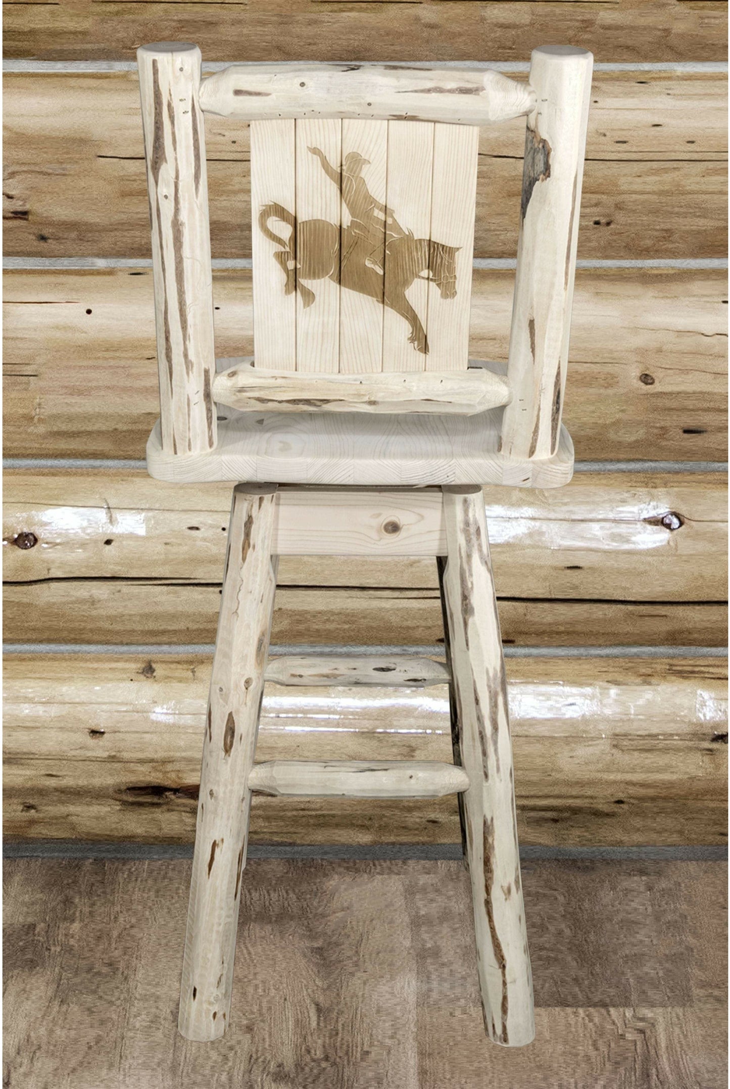 Montana Woodworks Montana Kollektion Barshocker mit Rücken & Schwenken und Laser Gravur - Klare Lacquer Finish