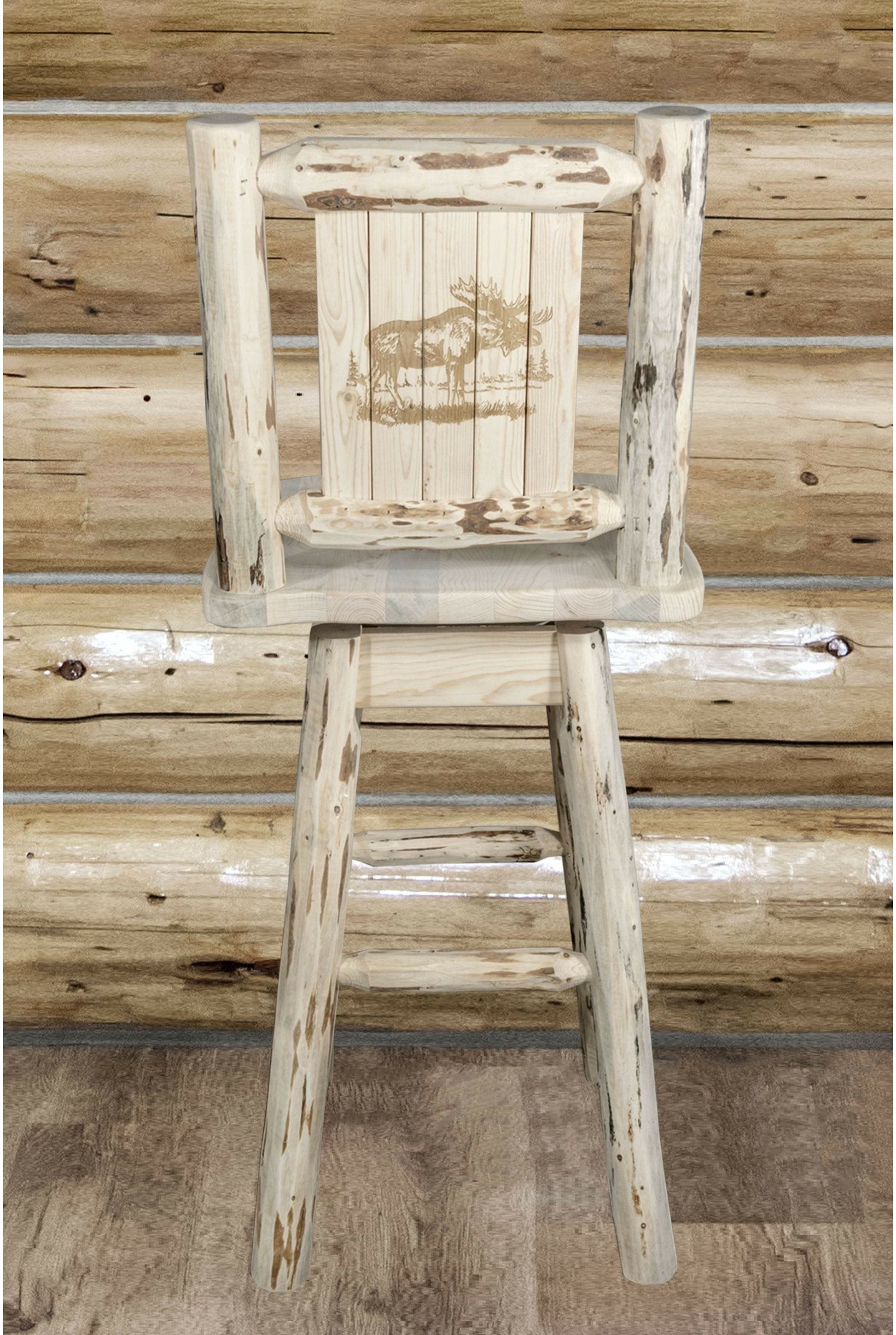 Montana Woodworks Montana Kollektion Barshocker mit Rücken & Schwenken und Laser Gravur - Klare Lacquer Finish