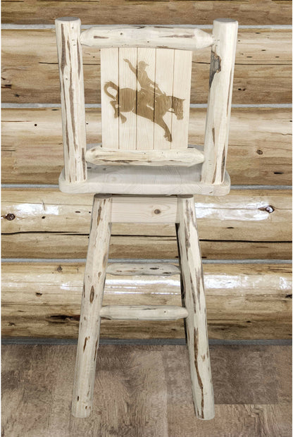 Montana Woodworks Montana Kollektion Barshocker mit Rücken & Swivel und Laser Gravur - Bereit zum Abschluss