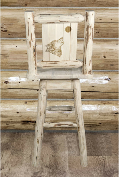 Montana Woodworks Montana Kollektion Barshocker mit Rücken & Swivel und Laser Gravur - Bereit zum Abschluss