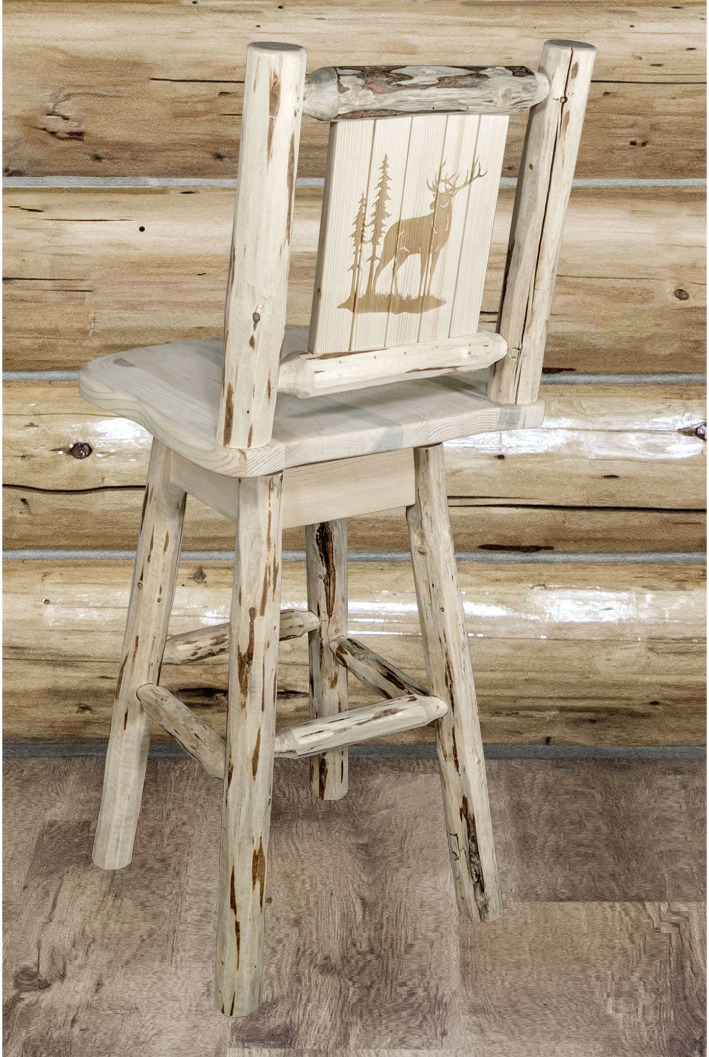 Montana Woodworks Montana Kollektion Barshocker mit Rücken & Swivel und Laser Gravur - Bereit zum Abschluss