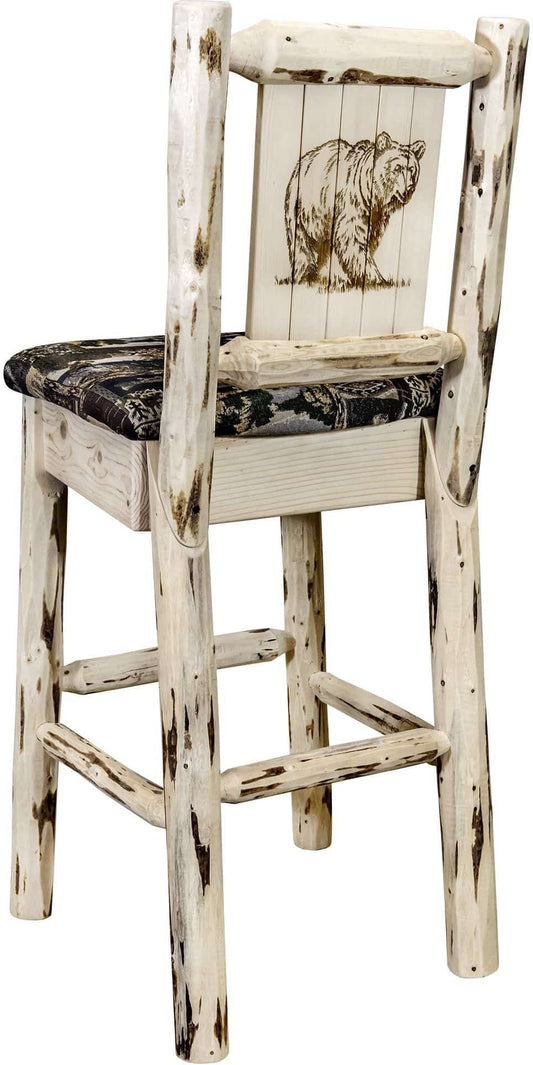 Montana Woodworks Montana Kollektion Barstool Woodland Polsterung mit Lasergravur Design - Bereit zum Abschluss