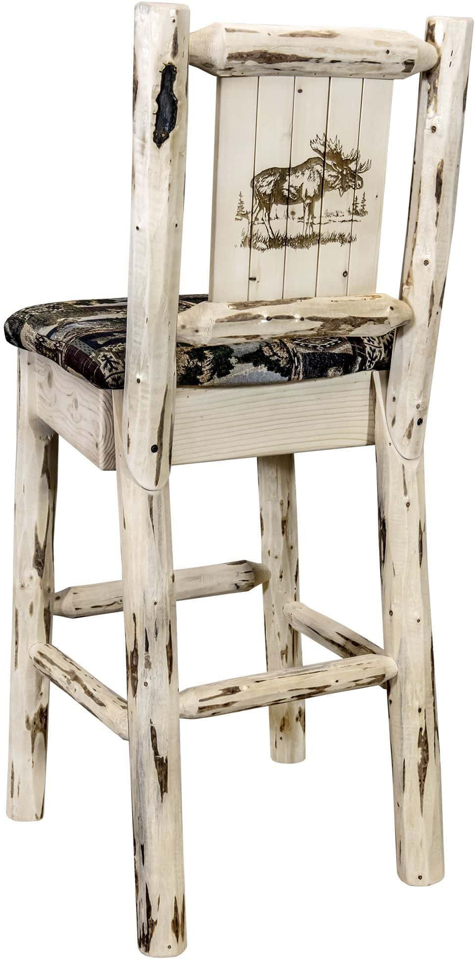 Montana Woodworks Montana Kollektion Barstool Woodland Polsterung mit Lasergravur Design - Bereit zum Abschluss