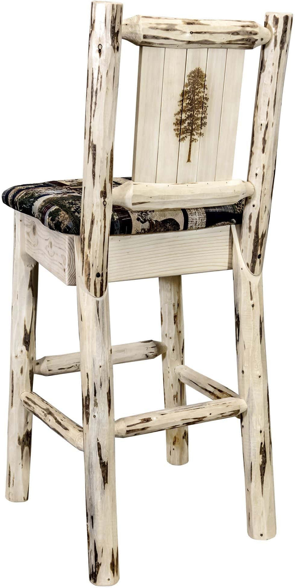 Montana Woodworks Montana Kollektion Barstool Woodland Polsterung mit Lasergravur Design - Bereit zum Abschluss