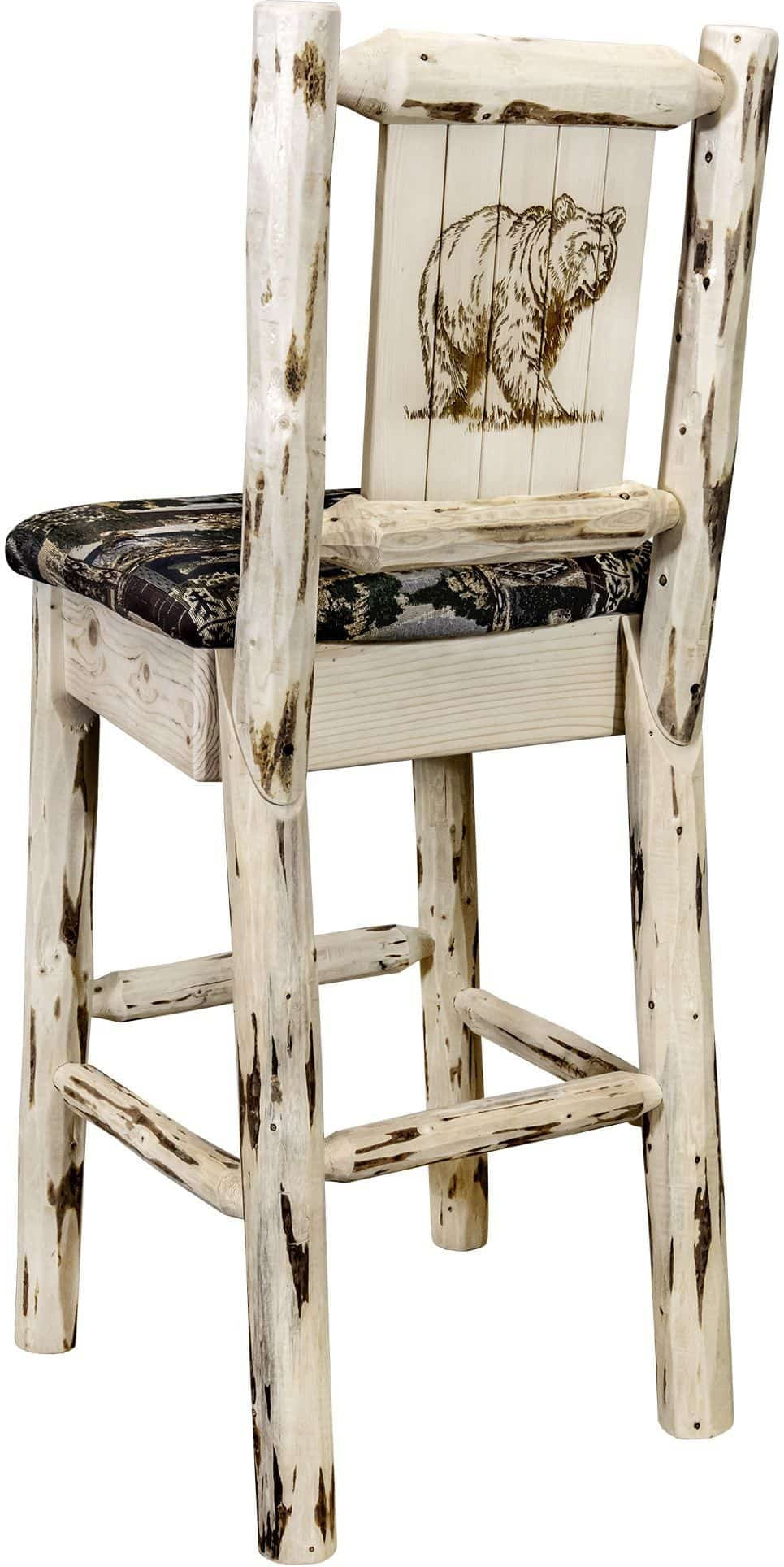 Montana Woodworks Montana Kollektion Barstool Woodland Polsterung mit Lasergravur Design - Klare Lackierung Finish