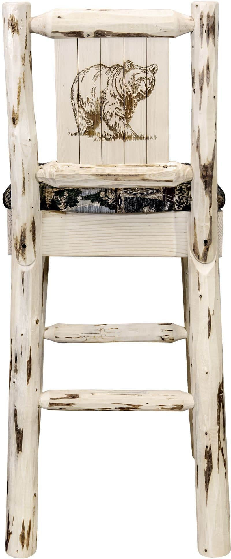 Montana Woodworks Montana Kollektion Barstool Woodland Polsterung mit Lasergravur Design - Klare Lackierung Finish