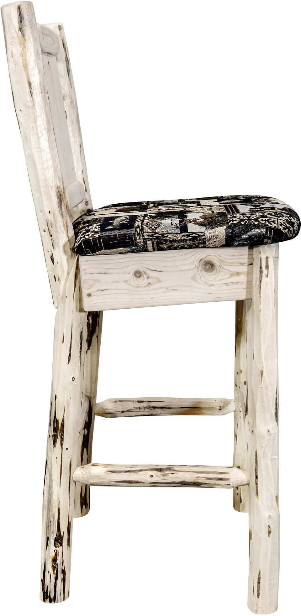 Montana Woodworks Montana Kollektion Barstool Woodland Polsterung mit Lasergravur Design - Klare Lackierung Finish