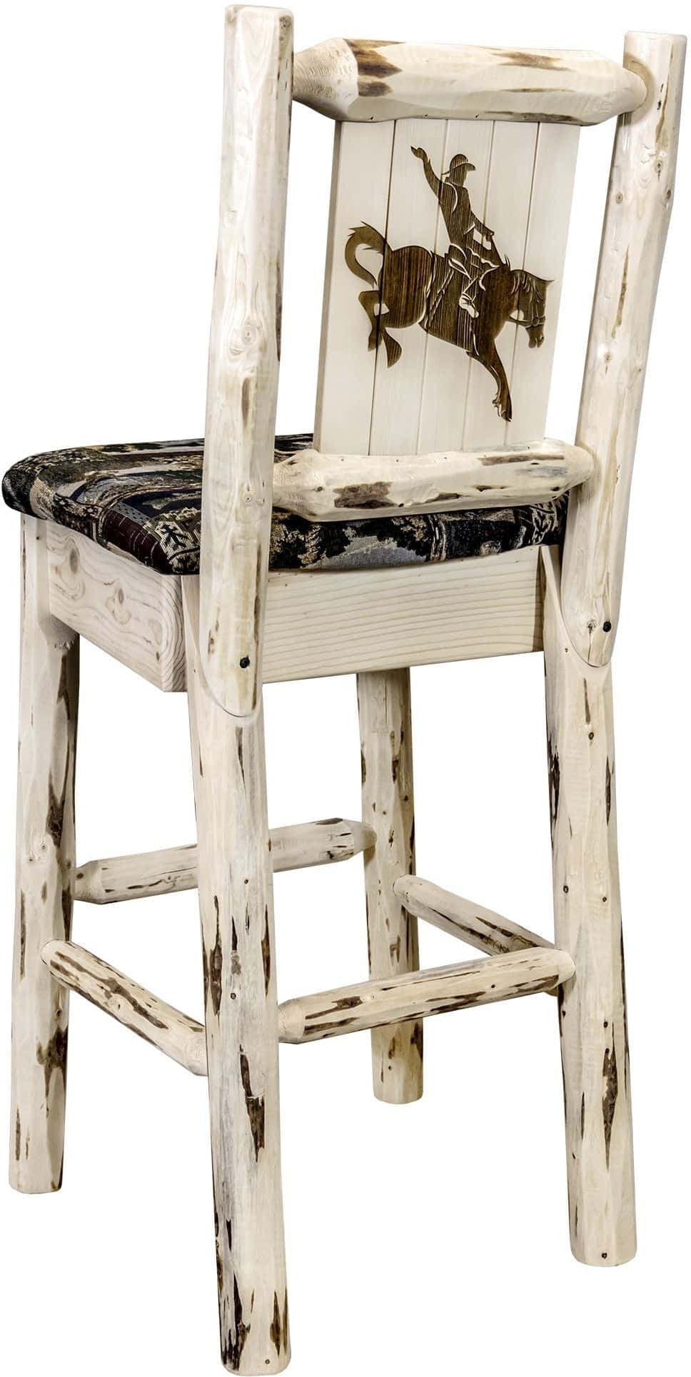 Montana Woodworks Montana Kollektion Barstool Woodland Polsterung mit Lasergravur Design - Klare Lackierung Finish