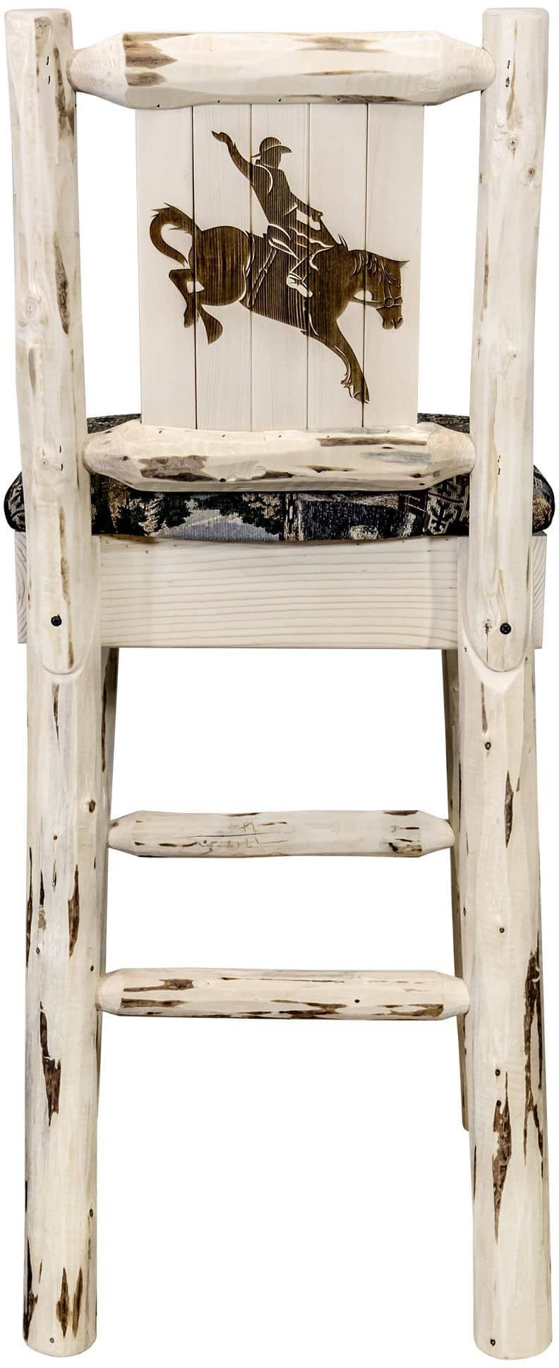 Montana Woodworks Montana Kollektion Barstool Woodland Polsterung mit Lasergravur Design - Klare Lackierung Finish