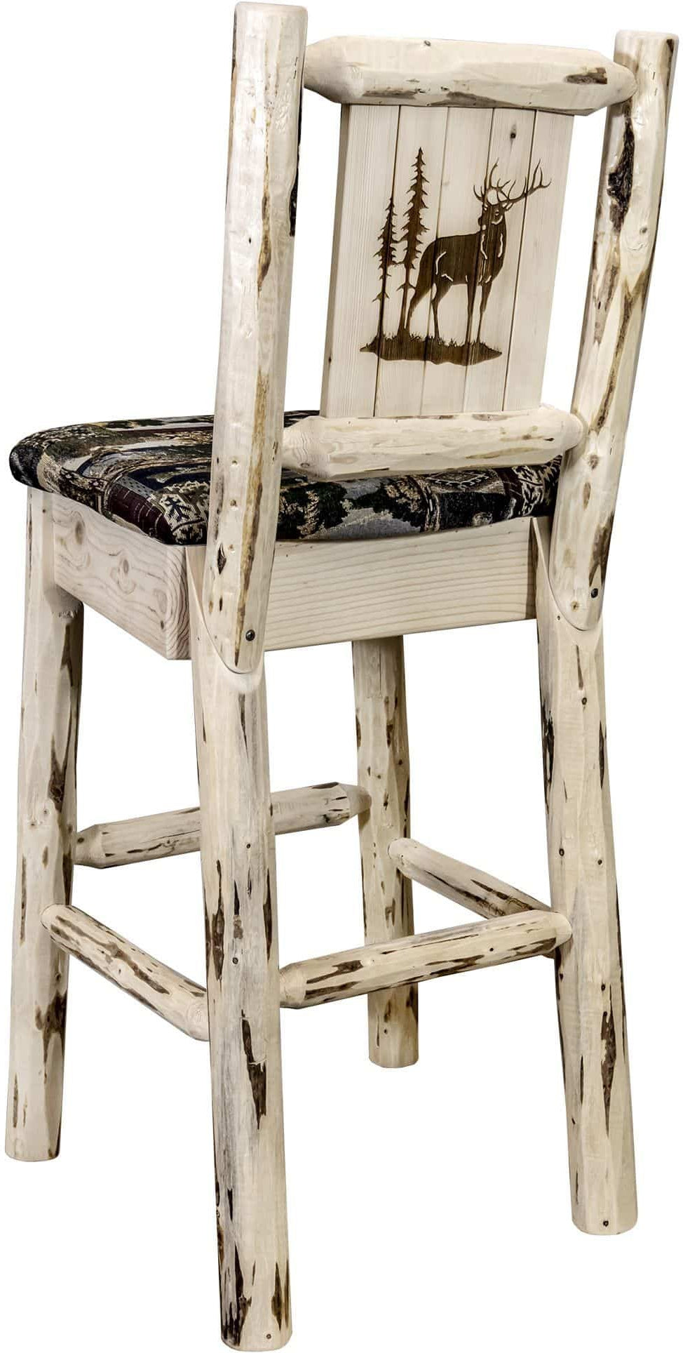 Montana Woodworks Montana Kollektion Barstool Woodland Polsterung mit Lasergravur Design - Klare Lackierung Finish