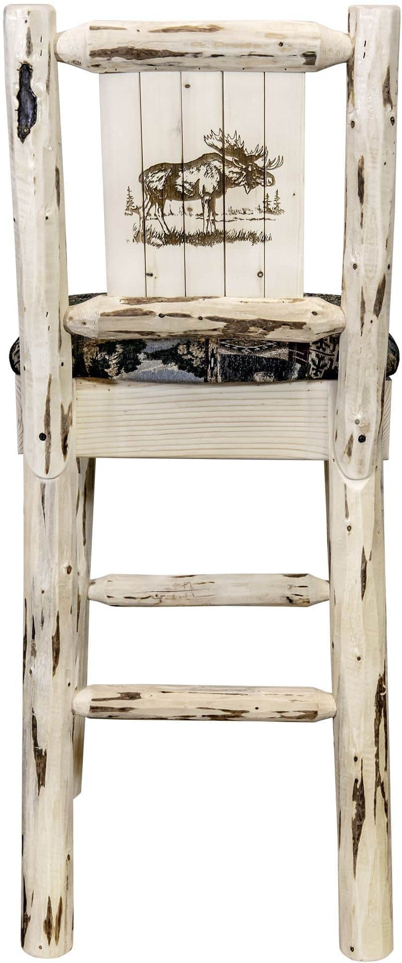 Montana Woodworks Montana Kollektion Barstool Woodland Polsterung mit Lasergravur Design - Klare Lackierung Finish