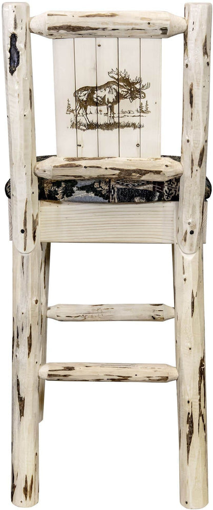 Montana Woodworks Montana Kollektion Barstool Woodland Polsterung mit Lasergravur Design - Klare Lackierung Finish