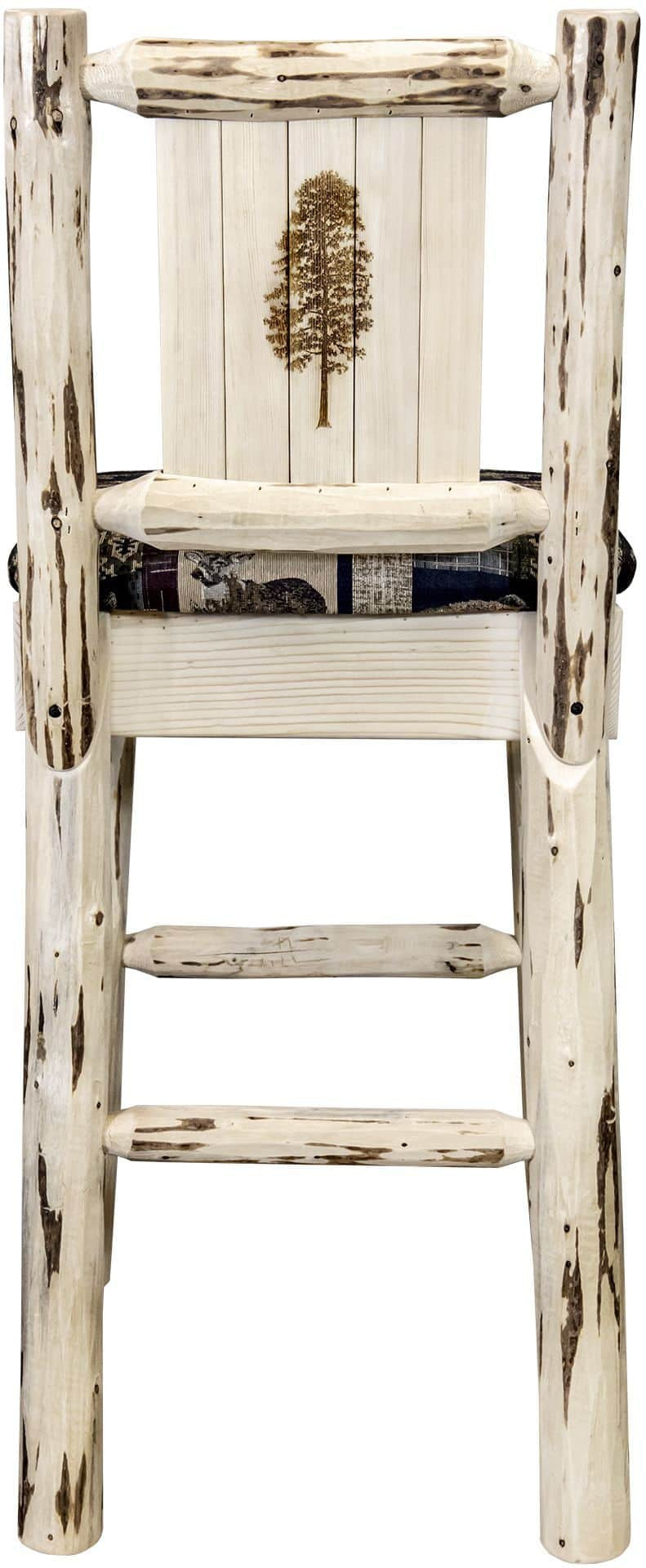 Montana Woodworks Montana Kollektion Barstool Woodland Polsterung mit Lasergravur Design - Klare Lackierung Finish