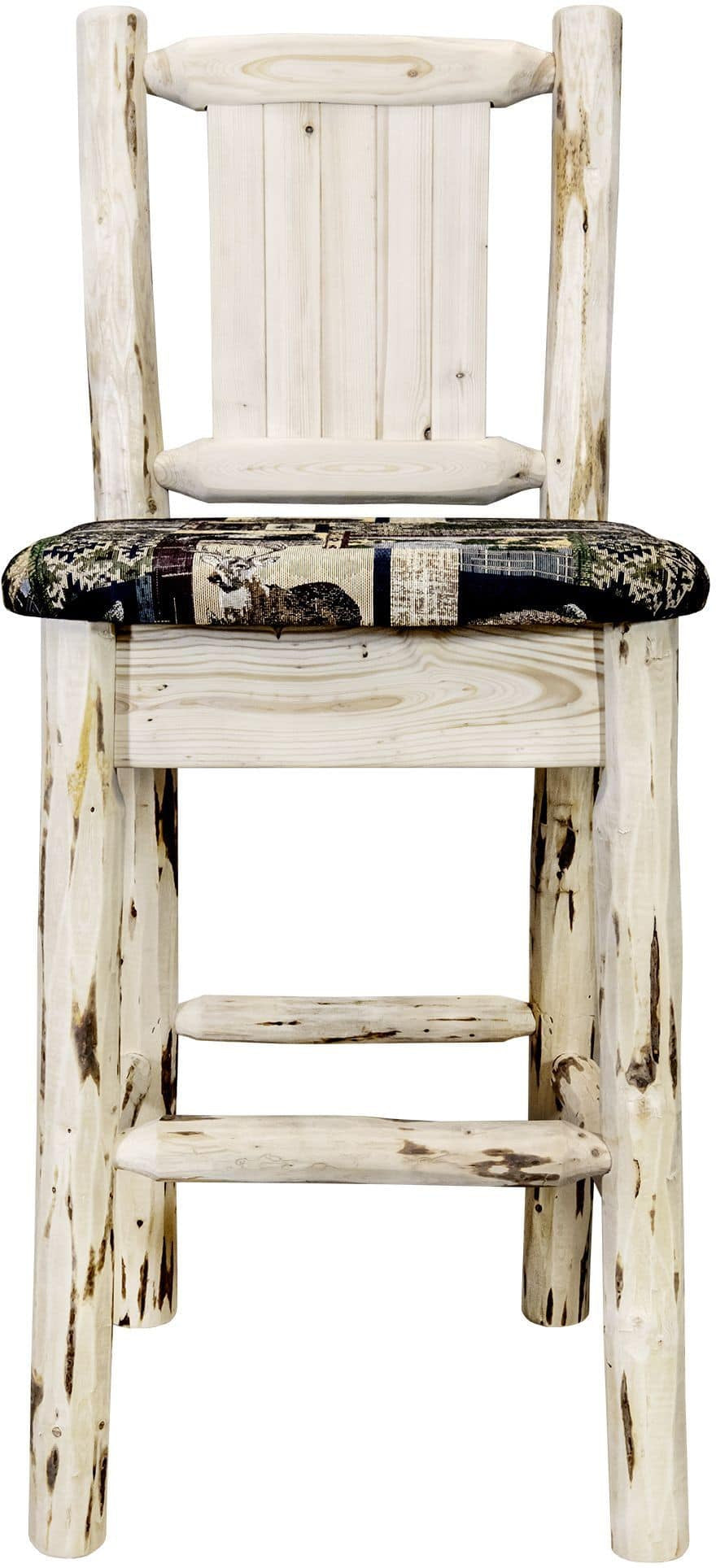 Montana Woodworks Montana Kollektion Barstool Woodland Polsterung mit Lasergravur Design - Klare Lackierung Finish
